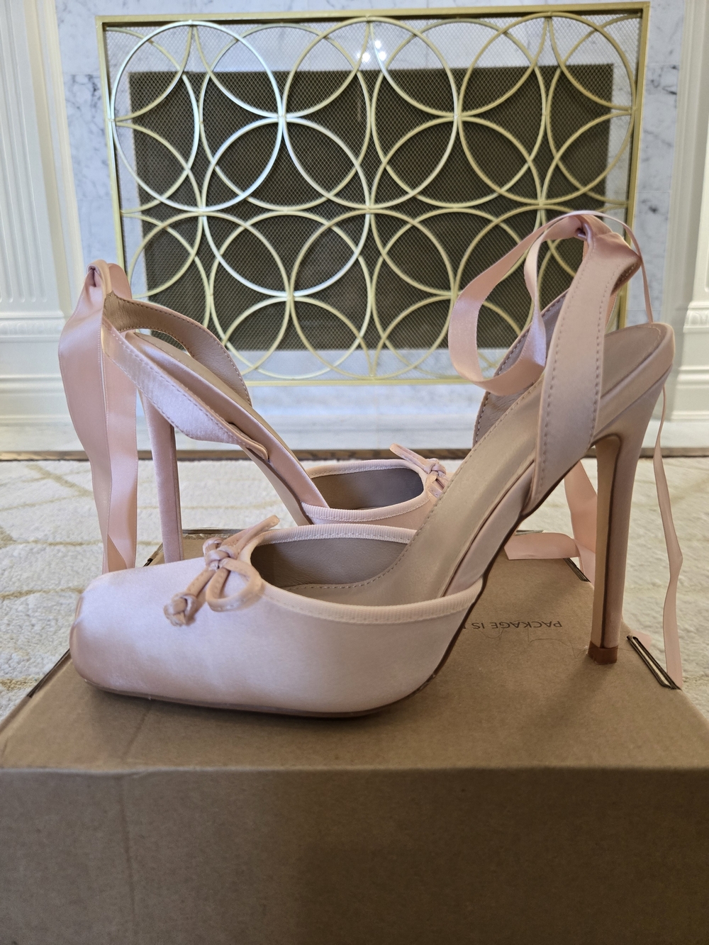 Elegant Pink Ballerina Style Satin High-Heel Slingbacks with Ankle Ties